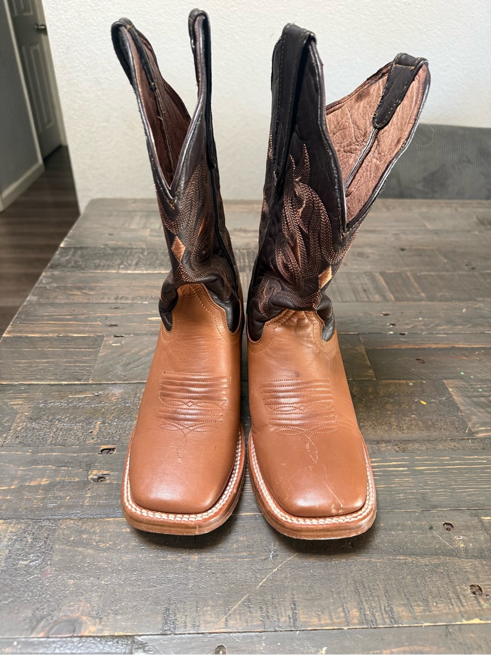 Woman’s Brown Leather Cowboy Boots - Two-Tone Brown